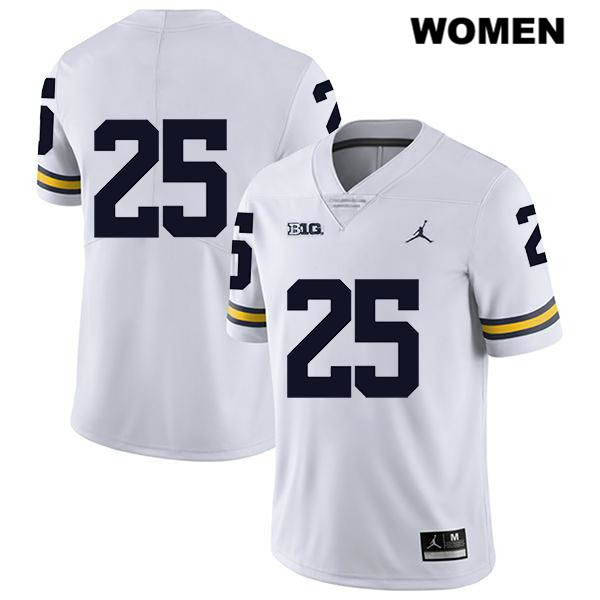 Women's NCAA Michigan Wolverines Hassan Haskins #25 No Name White Jordan Brand Authentic Stitched Legend Football College Jersey SE25O04OL
